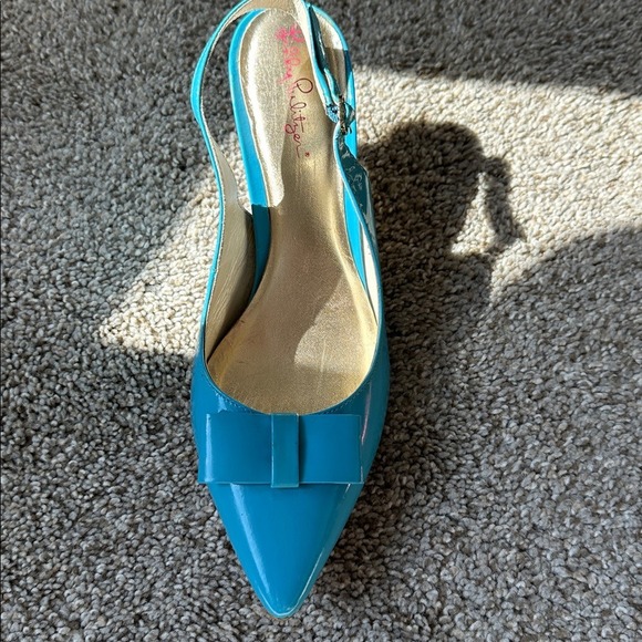 Lilly Pulitzer Turquoise Patent Leather Slingback Heels size 8.5 - Picture 13 of 13
